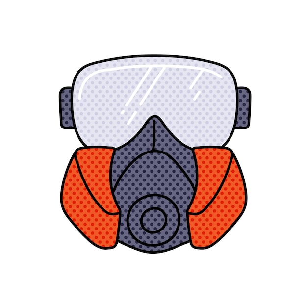 respirador y gafas de protección de medio tono dibujado a mano ilustración vectorial en color