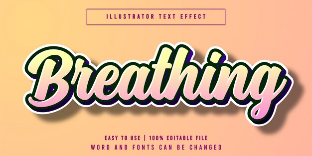 Vector respirar estilos de fuente de efectos de texto editables