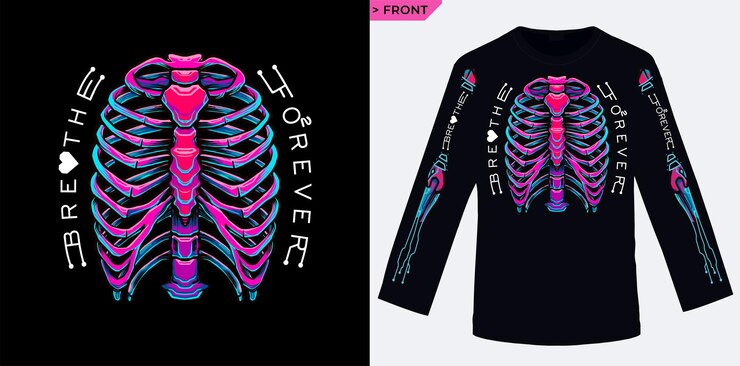 Vector respire para siempre con los pulmones hasta el futuro adecuado para serigrafía camiseta de manga larga