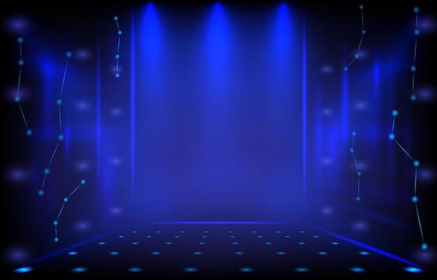 Resplandor abstracto de tecnología en el fondo oscuro La escena de detalle tiene luces de neón azules que brillan sobre ella