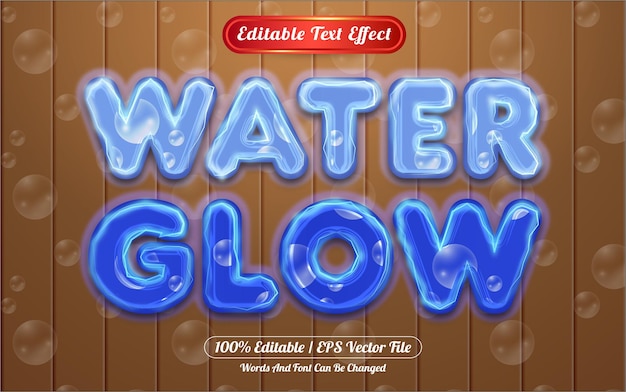 Resplandor de agua con efecto de texto editable, burbuja y tema de luz