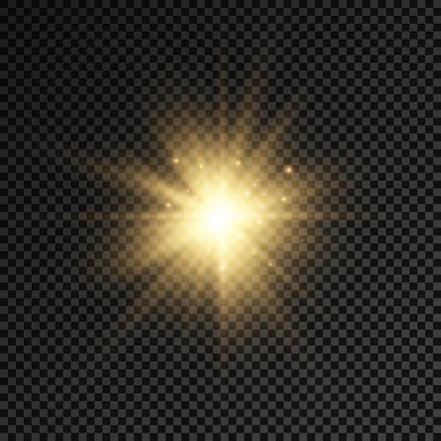 Vector resplandor brillante estrella brillante ráfaga de luz rayos de sol amarillo destello de sol