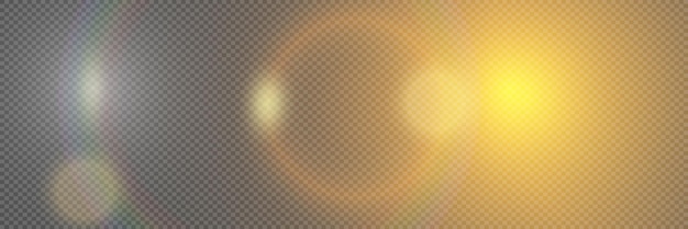 El resplandor de la cámara y la luz en un fondo transparente
