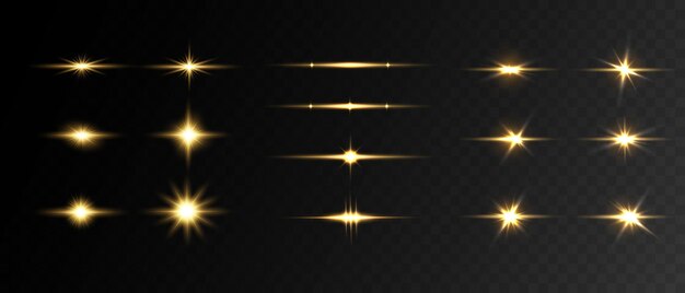 Resplandor de chispas doradas de luz sobre un fondo transparenteColección de diseño de lentejuelas vectoriales borrosas