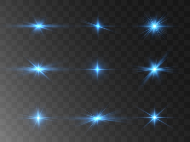 Resplandor conjunto de efectos de luz aislados. Diseño de elemento de efecto especial abstracto.