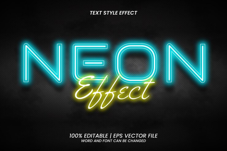 Vector resplandor efecto de neón efecto de texto editable