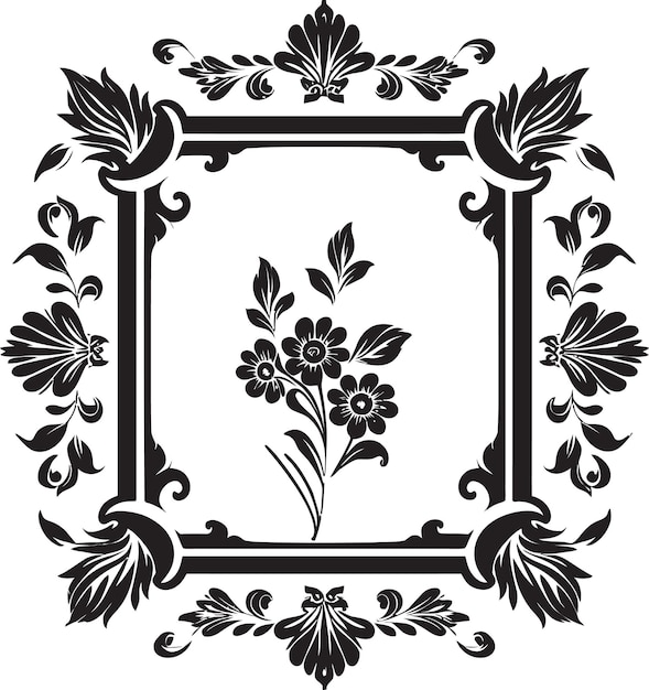 Resplandor Encantado Real Negro Vector Artesanía Elegancia Exuberante Artista Floral Monocromo