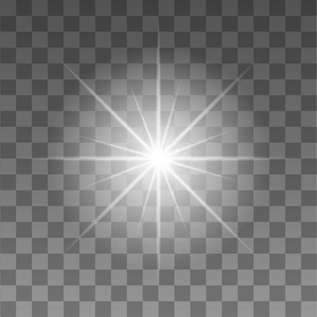 Resplandor flash realista sobre un fondo transparente shine star