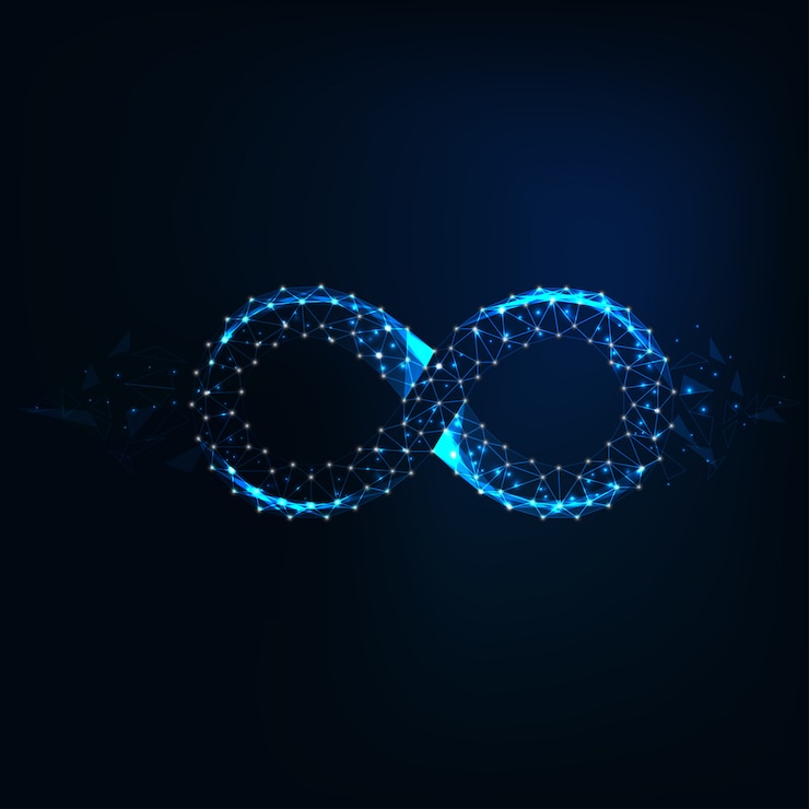 Vector resplandor futurista bajo signo poligonal infinito