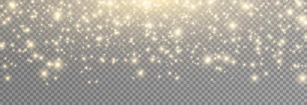 Resplandor mágico vectorial. Luz brillante, polvo brillante png. Polvo de hadas reluciente cae del cielo.