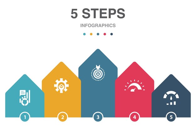 Vector responsabilidad delegación honestidad misión confiabilidad iconos plantilla de diseño infográfico concepto creativo con 5 pasos