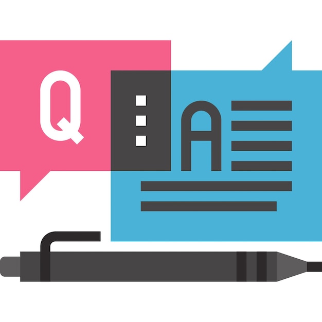 y respuestas a preguntas de icono web de vector plano