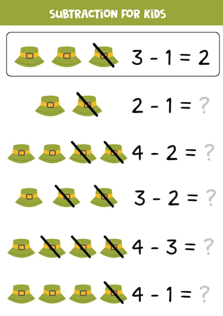 Resta con sombrero verde Juego educativo de matemáticas para niños