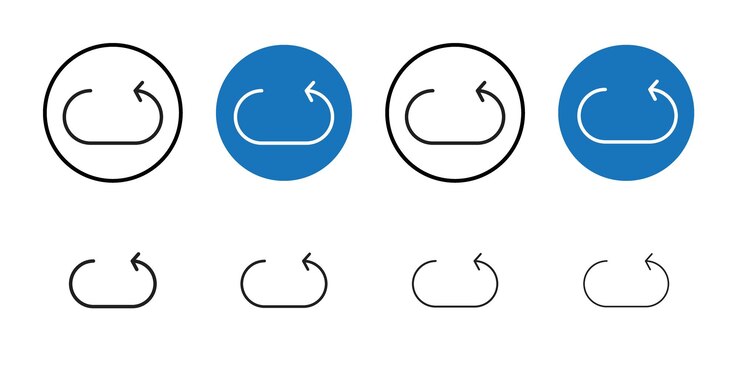 Vector restablecer el icono de la colección de arte de líneas delgadas