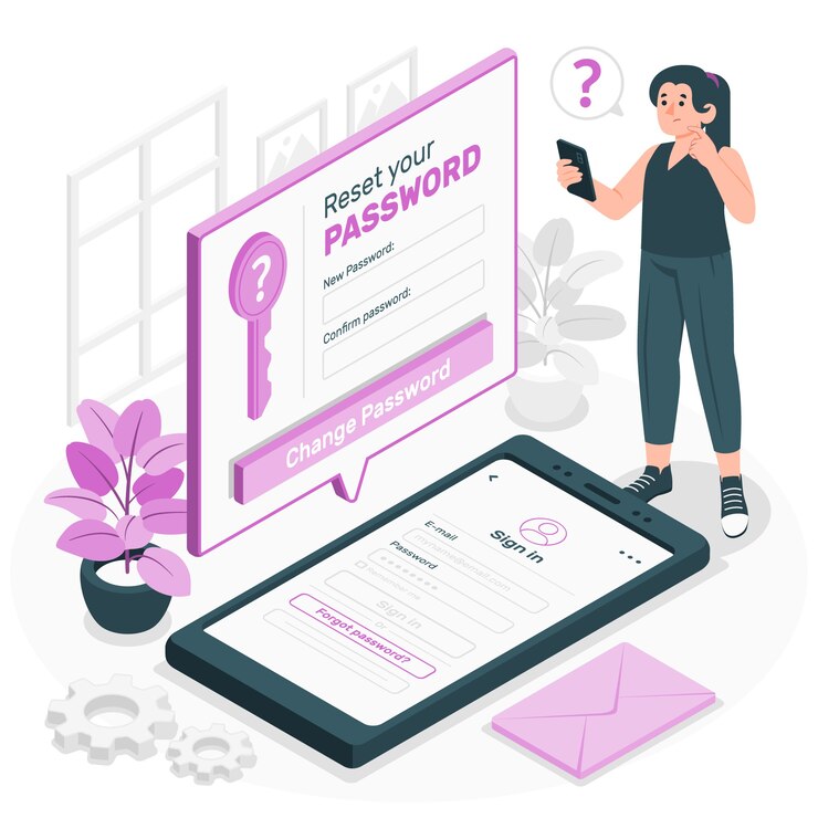 Vector restablecer la ilustración del concepto de contraseña