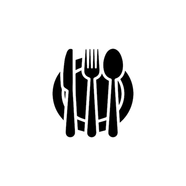 Restaurant Logo Elements Cutlery and Plate Silhouettes Collection