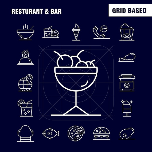 Restaurante y bar icono de línea para web