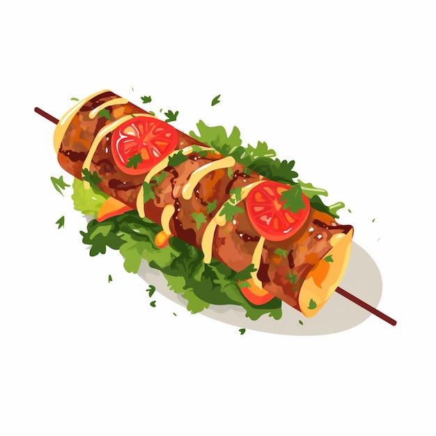 Vector restaurante de carne a la parrilla carne de res kebab vector deliciosa comida a la parrilla turca diseño isola