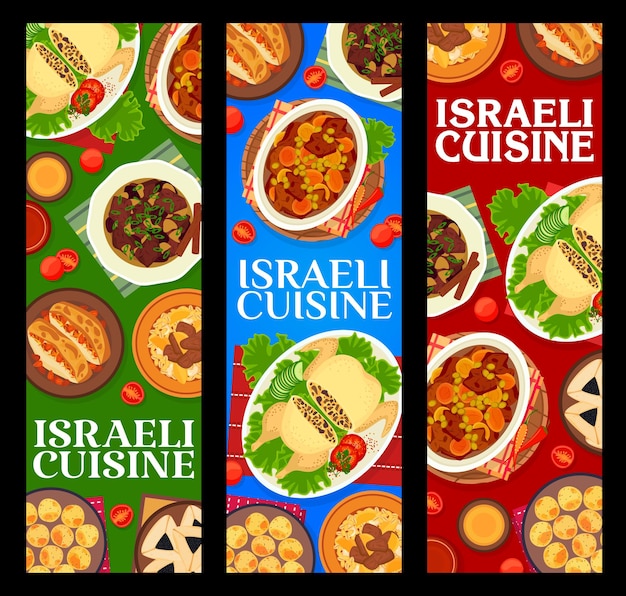 Restaurante de comida israelí comidas banners verticales