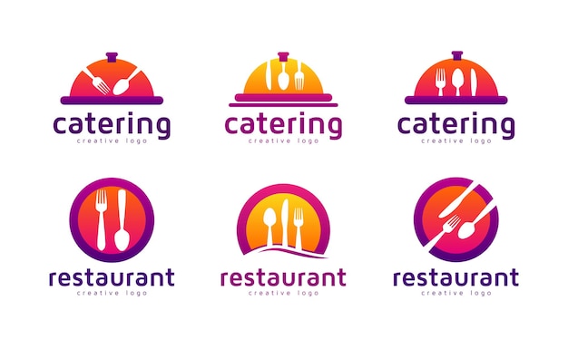 Restaurante de comida o conjunto de colección de logotipos de catering.