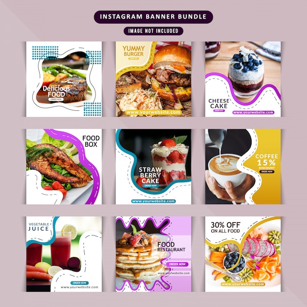 Restaurante de comida para publicaciones en redes sociales