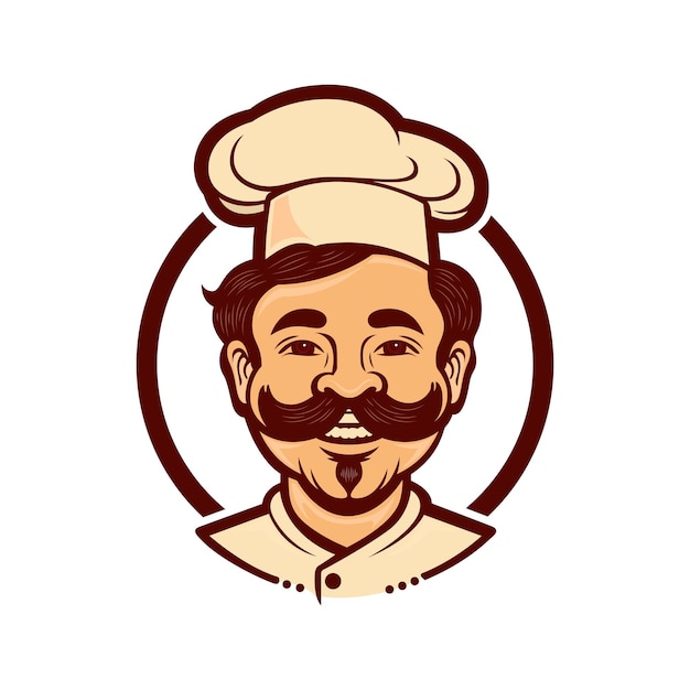 Restaurante Cook Chef logo o etiqueta de dibujos animados vector ilustración