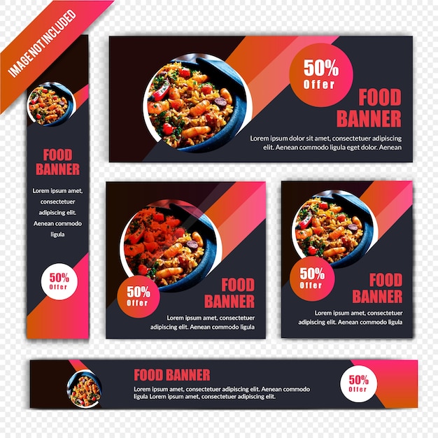 Vector restaurante descuento web banner set