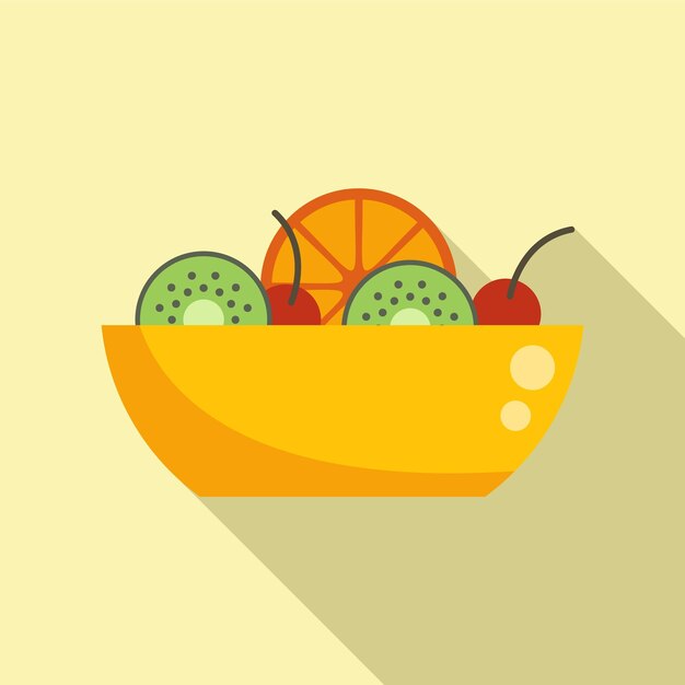 Restaurante ensalada de frutas icono plano vector comida dietética plato orgánico