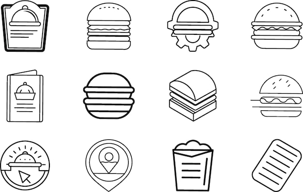 Restaurante Menú de hamburguesas Iconos Diseño Ubicación y comida