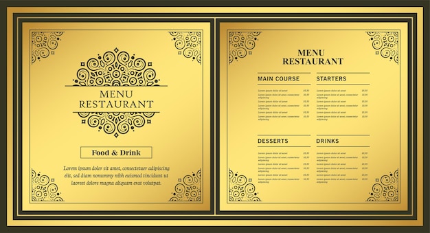 Restaurante de menú de lujo con elementos ornamentales