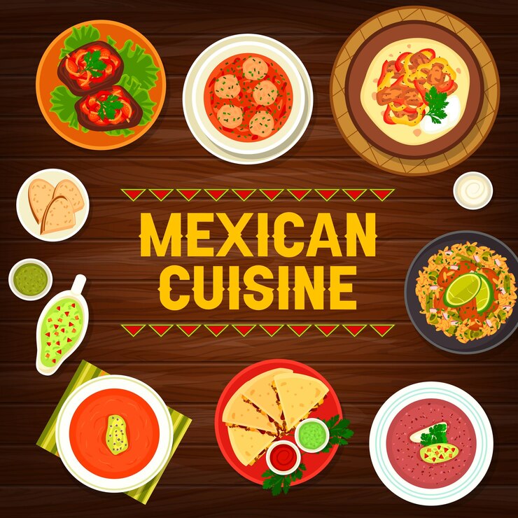 Vector restaurante mexicano platos comidas menú vector cubierta