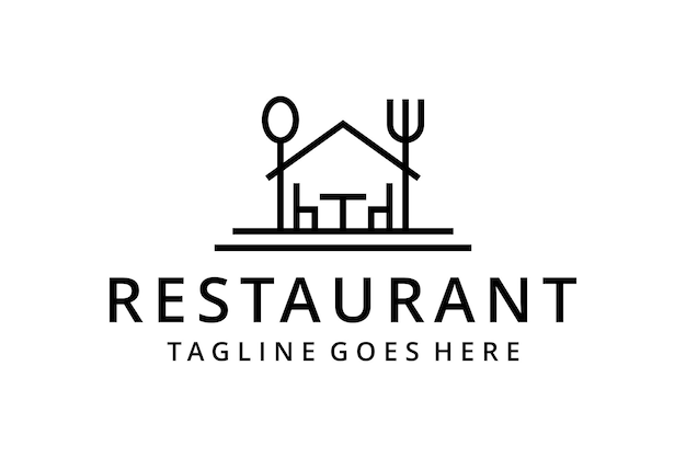 Restaurante moderno de ilustración con plantilla de diseño de logotipo de signo de tenedor y cuchara