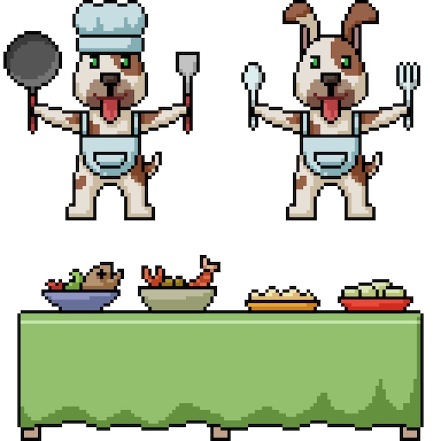 Vector restaurante de perros pixel art