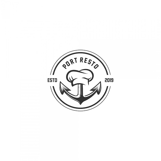 restaurante portuario emblema vintage logo