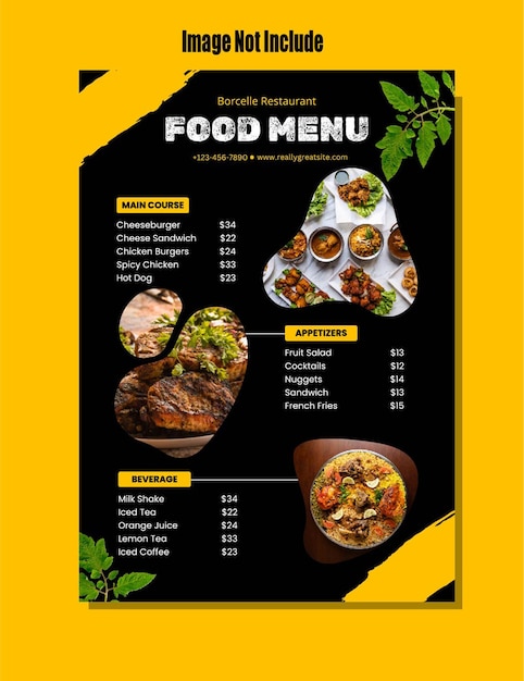 Restaurante Precio de la comida Menú volante diseño de banner plantilla de publicación en las redes sociales