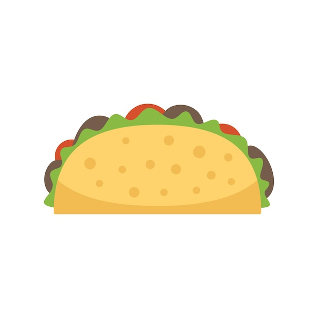 Restaurante taco icono vector plano comida mexicana lindo México aislado