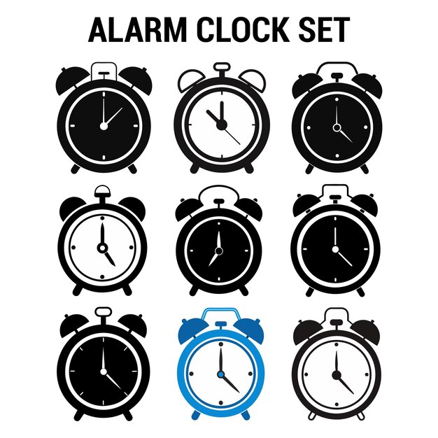 Resto de relojes dibujados a mano vector y Varios relojes de alarma colección
