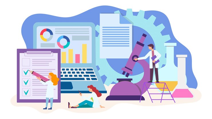 Vector resultados de las pruebas diagnósticos en línea pruebas de laboratorio médico ilustración vectorial