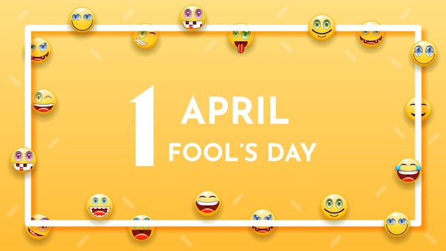 Resumen 1 Feliz Día de los Inocentes de Abril Feriado Celebrar Fondo Sonrisas Emoticones Diseño vectorial Estilo