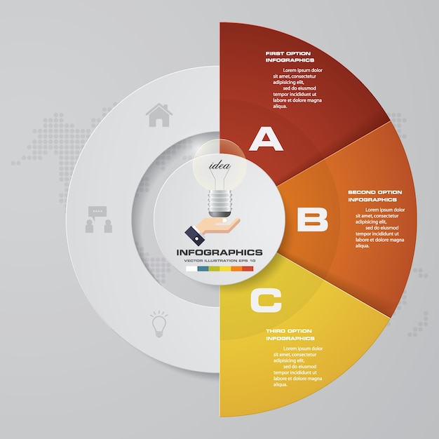 Resumen 3 pasos gráfico infografía elementos