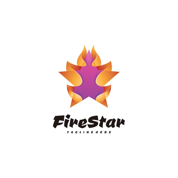 Resumen 3D Star y Fire Flame Logo