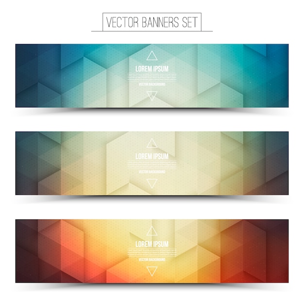 Vector resumen 3d vector brillante color banners web set