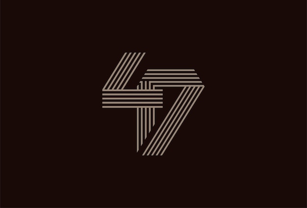 Resumen 47 Número Logo Oro 47 número monograma estilo de línea utilizable para logotipos de aniversario y negocios