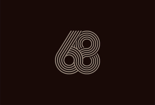 Resumen 68 Número Logo Oro 68 número monograma estilo de línea utilizable para logotipos de aniversario y negocios