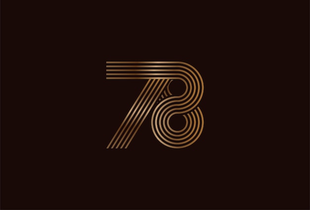 Resumen 78 número logo oro 78 número monograma estilo de línea utilizable para logotipos de aniversario y negocios