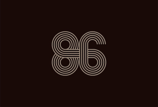 Resumen 86 número logo oro 86 número monograma estilo de línea utilizable para logotipos de aniversario y negocios