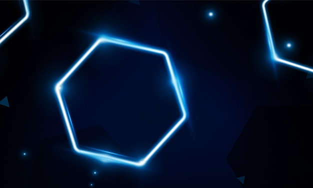Resumen Afiche de color moderno para deportes Tecnología de iluminación y con hexágono de neón y triángulos Concepto de comunicación de alta tecnología innovación diseño de vectores de fondo