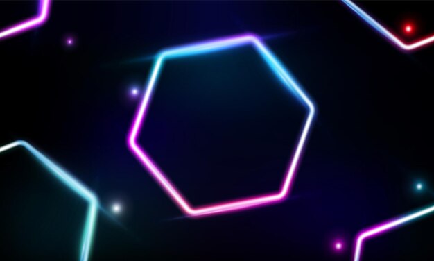 Resumen Afiche de color moderno para deportes Tecnología de iluminación y con hexágono de neón y triángulos Concepto de comunicación de alta tecnología innovación diseño de vectores de fondo