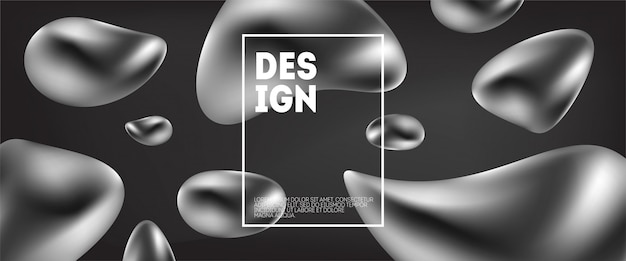 Resumen de antecedentes creativos. Composición de formas líquidas metálicas de moda.