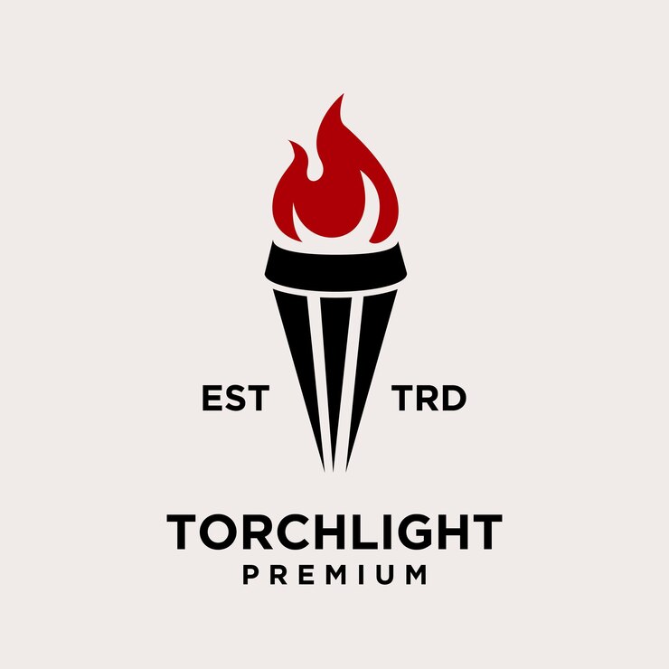Vector resumen de la antorcha ilustración del diseño del icono del logotipo